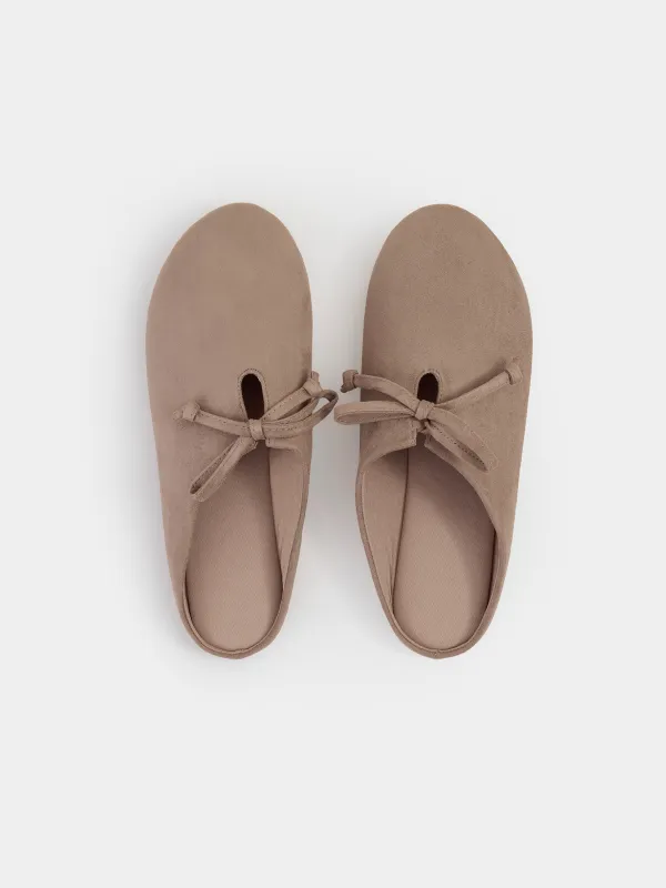 Мюли из экозамшы с завязками, Suede, image-1