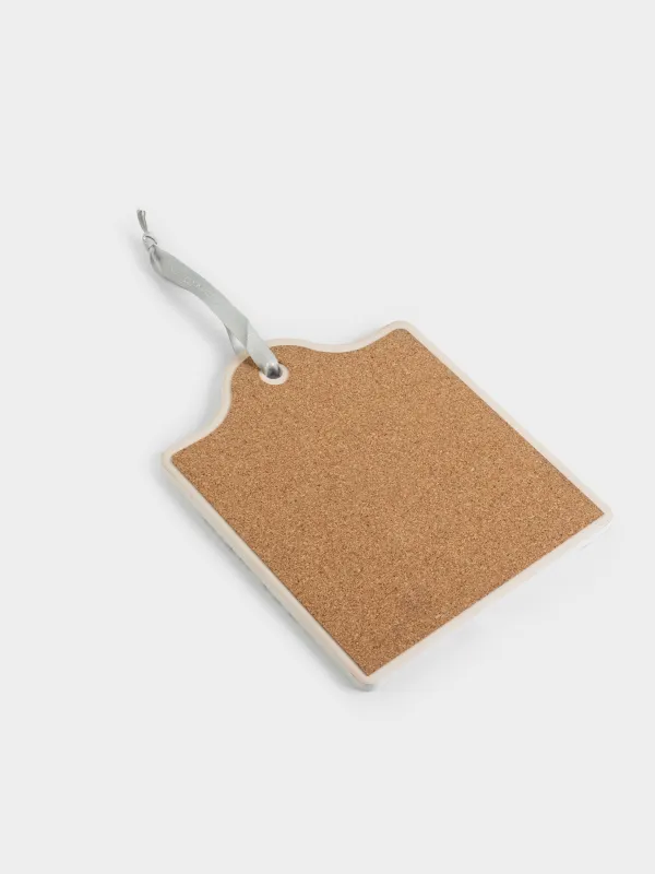 Подставка под горячее, 16х19 см, керамика/пробка, белая, Дом в снегу, Forest house, image-2