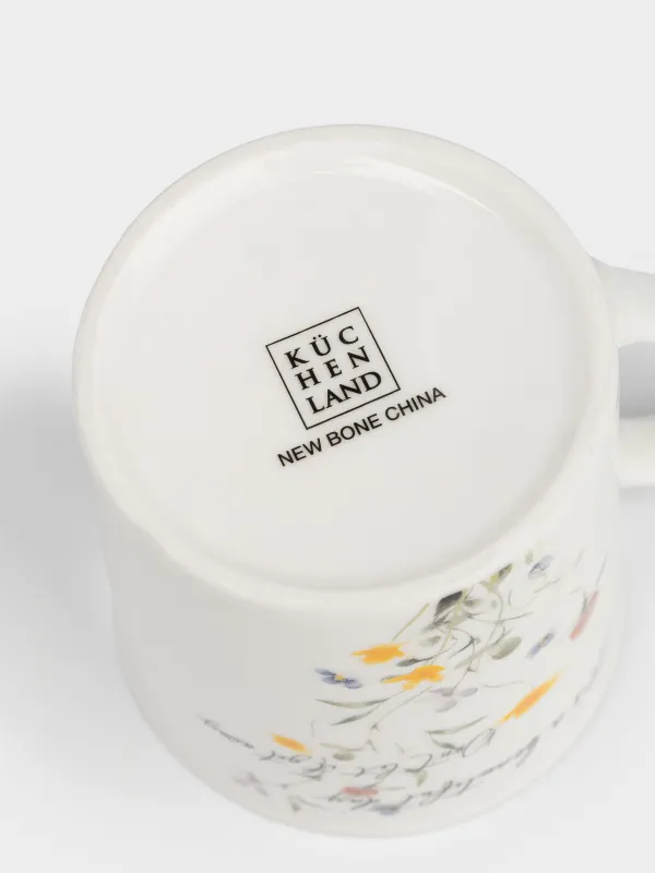 Кружка, 300 мл, фарфор N, белая, с золотистым кантом, Цветы, Meadow, image-4