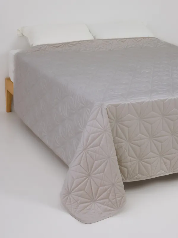 Покрывало, 220х240 см, стеганое, вельвет/микрофибра, бежевое, Toulouse, Stitch velvet, image-0