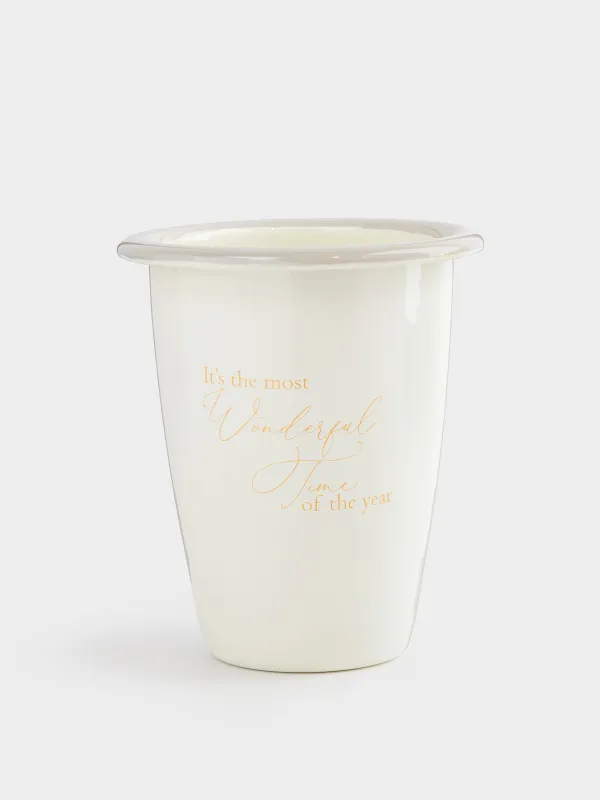 Стакан, 12 см, 470 мл, металл эмалированный, молочный, Wonderful Time, Autumn enamel, image-0