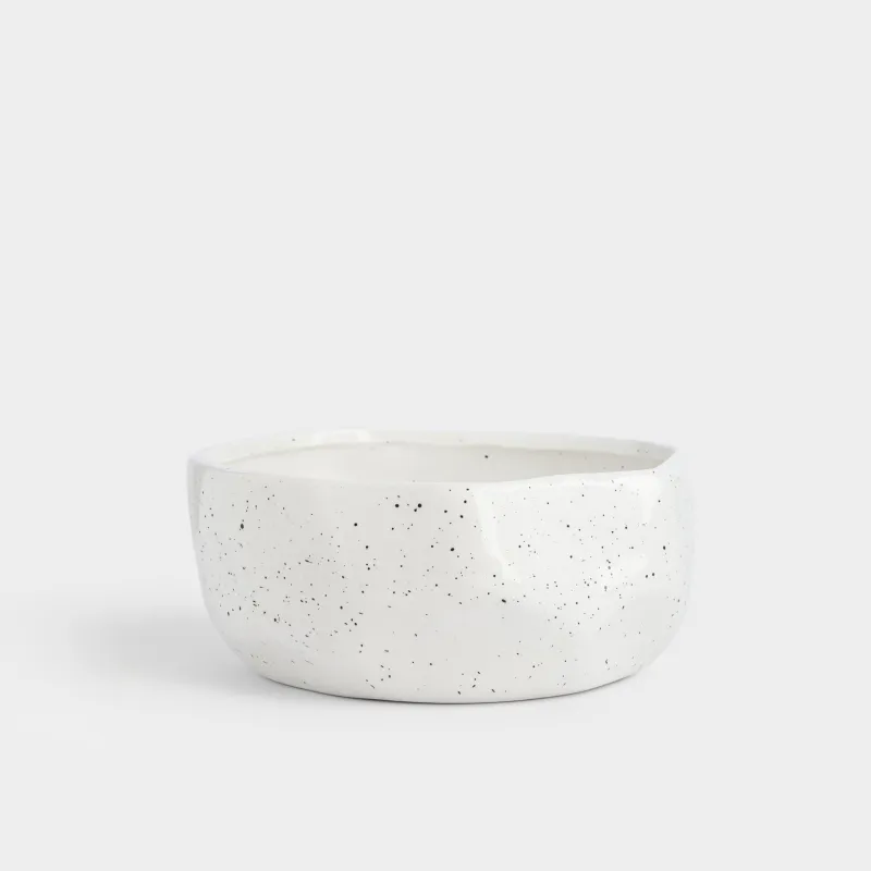 Ваза для фруктов, в крапинку, молочная, Crumple speckled