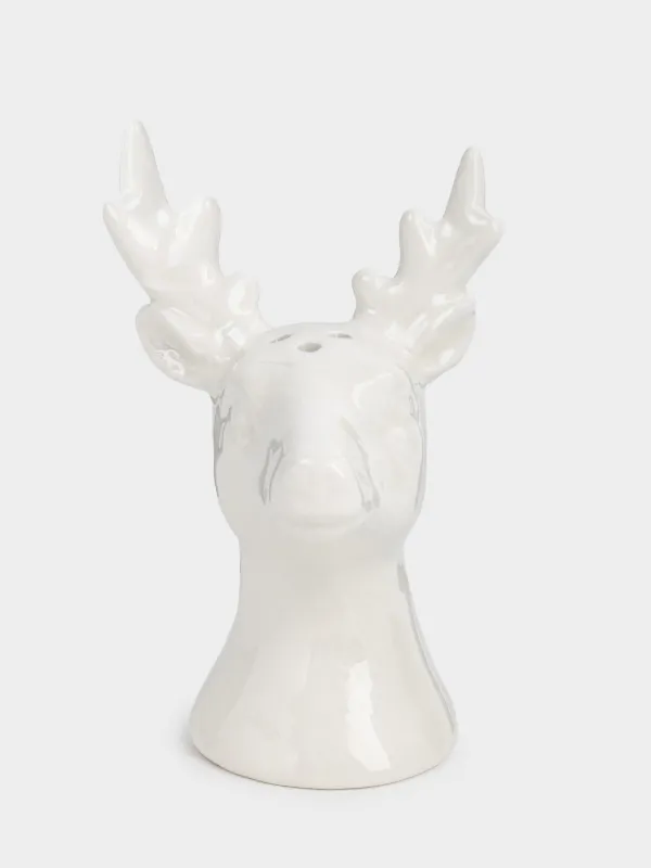 Емкость для соли или перца, 9 см, керамика, белая, Олень, Forest deers, image-0