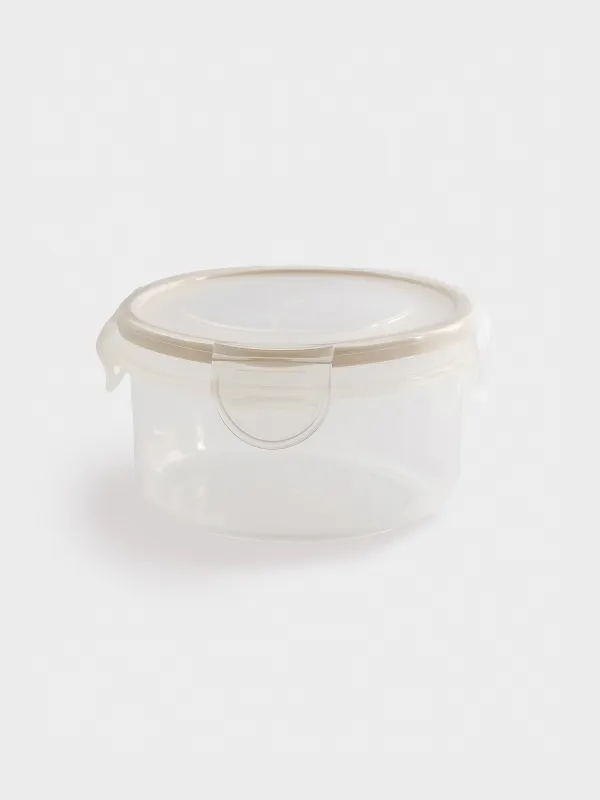 Контейнер, 400 мл, с клипсами, пластик/силикон, круглый, бежевый, Roomy clip, image-0