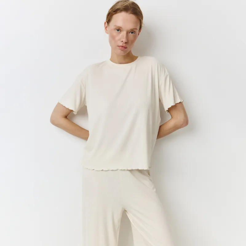 Футболка женская, домашняя, с рюшами, Rosemary