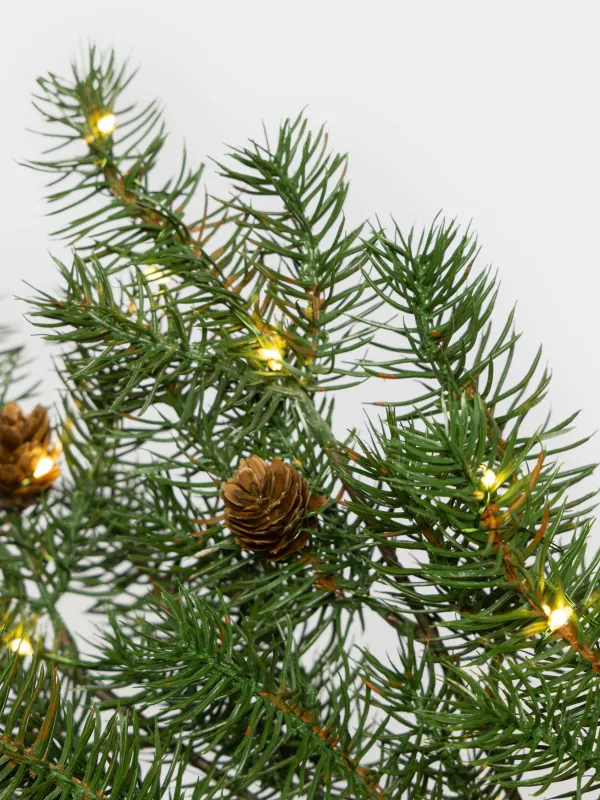 Ветка декоративная, 90 см, с подсветкой, Хвоя с шишками, Conifer decor, image-1
