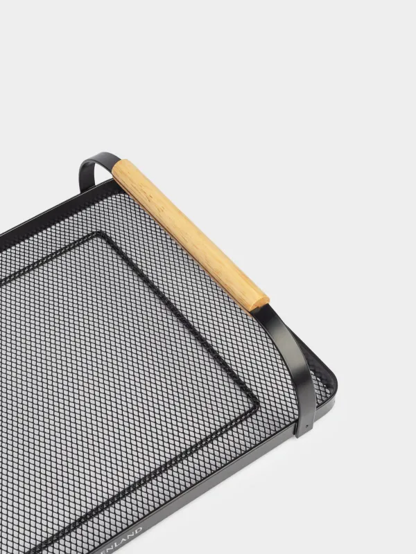 Поднос, 33х23 см, с ручками, металл/дерево, прямоугольный, черный, Black style, image-4