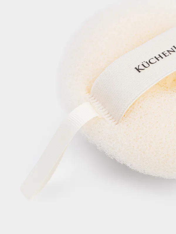 Мочалка для мытья тела, 11 см, отшелушивающая, с держателем, полиамид, бежевая, Rayon spa, image-3