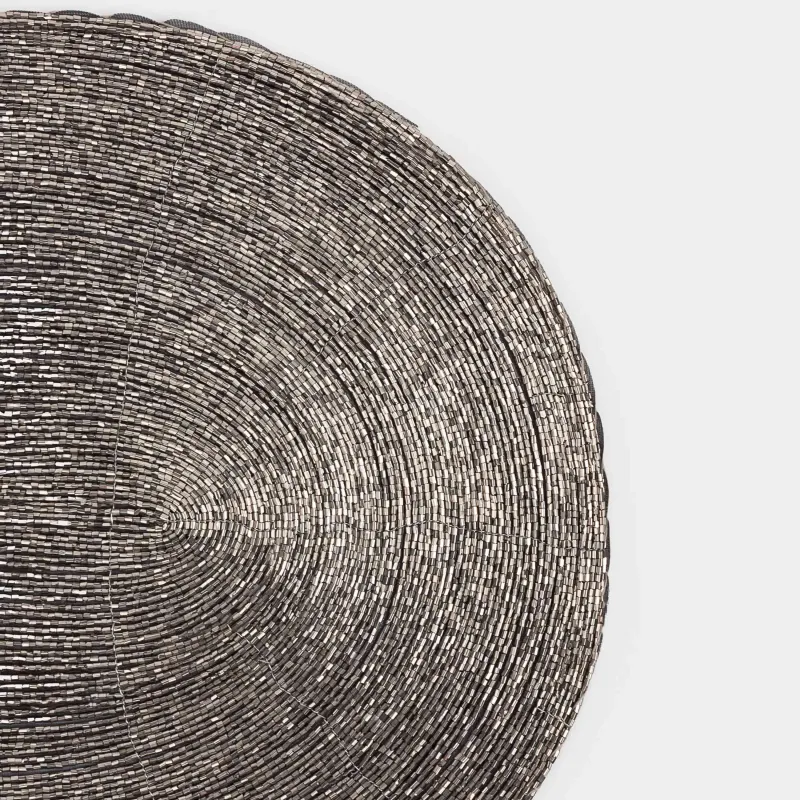 Салфетка под приборы, 31x41 см, бисер, овальная, темно-серая, Shiny beads, image-2
