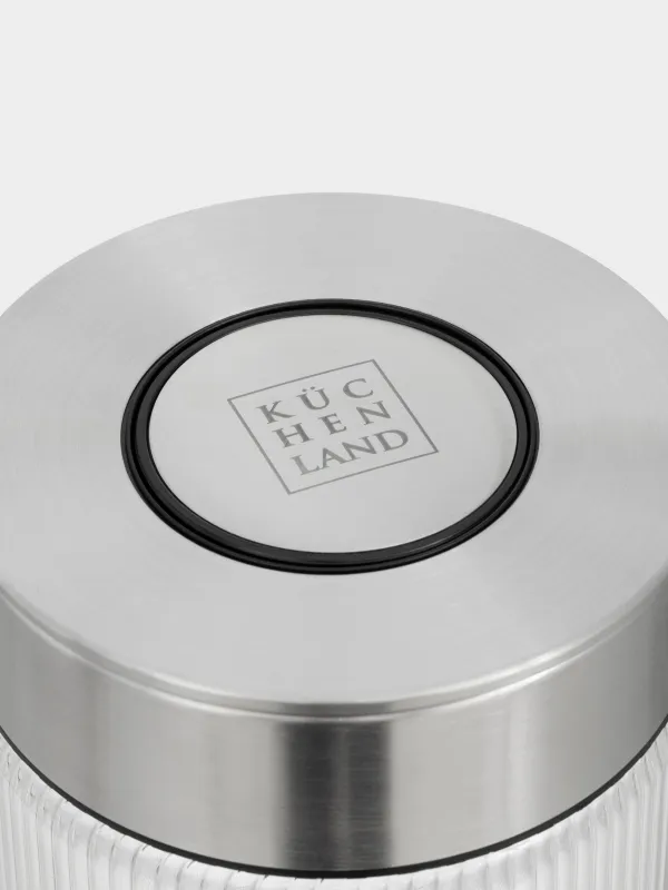 Банка для сыпучих продуктов, 980 мл, с вакуумной крышкой, стекло Б/сталь, Ribby steel, image-3