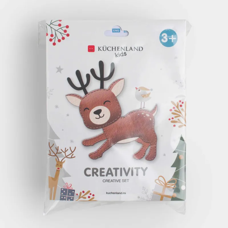 Набор для творчества, 18х9 см, рукоделие, подвеска, фетр/хлопок, Олень, Creativity, image-0