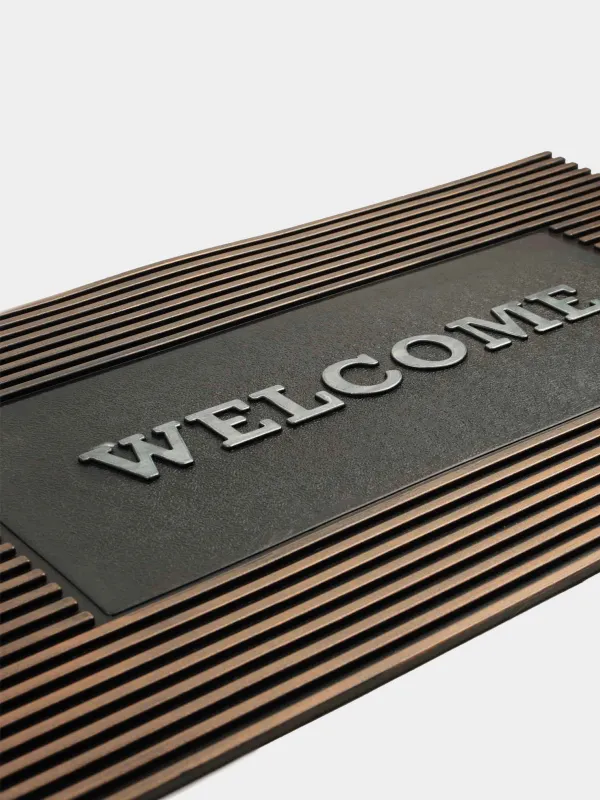 Коврик придверный, 45х75 см, резина, бронзово-черный, Полосы, Home deco, image-1