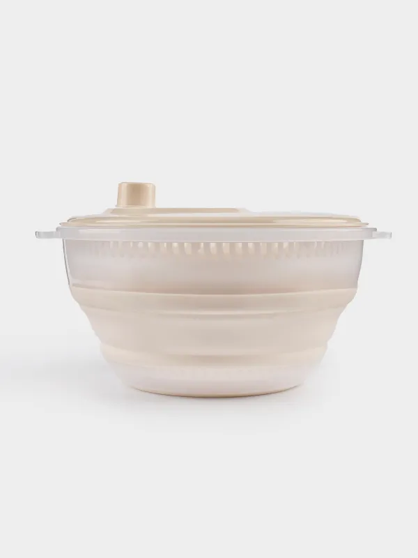 Сушилка для зелени, 30 см, механическая, складная, пластик/резина, серо-бежевая, Foldaway, image-1