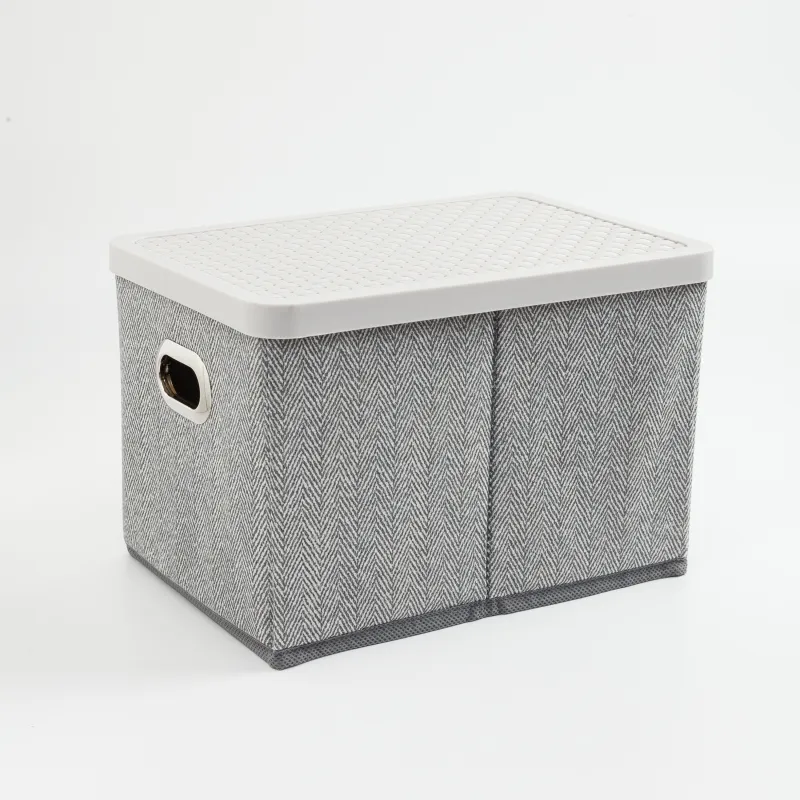 Органайзер-короб для вещей, 25х17 см, с ручками/крышкой, текстиль/пластик, серый, Pedant new