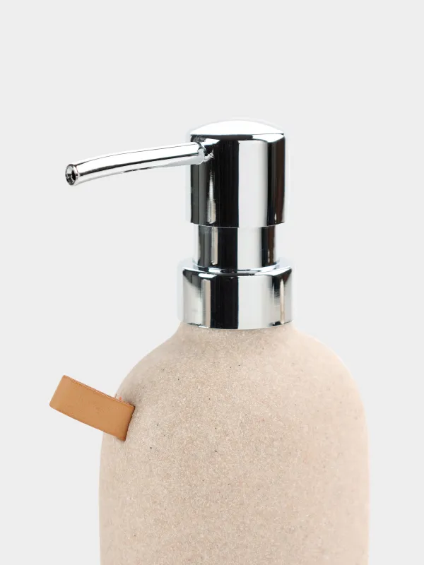 Диспенсер для жидкого мыла, 190 мл, полирезин/пластик, бежевый, в крапинку, Dune, image-1