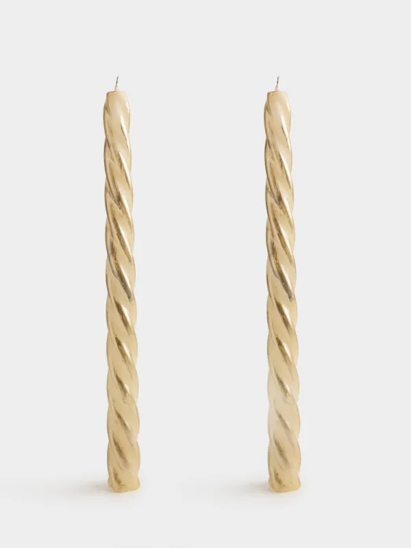 Свеча, 25 см, 2 шт, тонкая, шампань, Спираль, Spiral shape, image-0