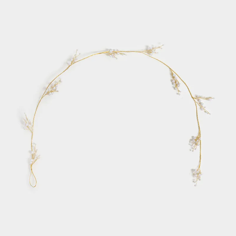 Ветка-гирлянда декоративная, 1,2 м, пластик/металл, шампань, Жемчужины, Balls decor