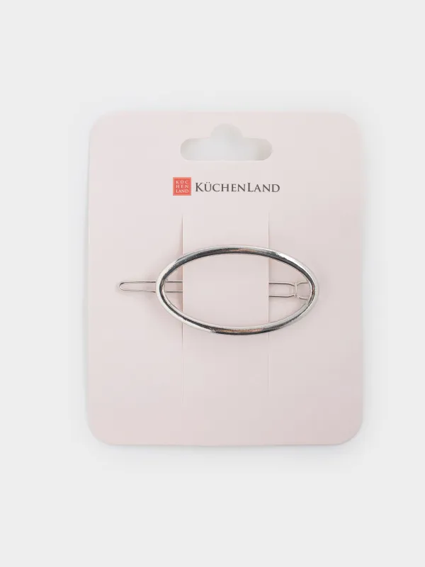 Заколка для волос, 7 см, металл, серебристая, Овал, Hairstyle, image-3