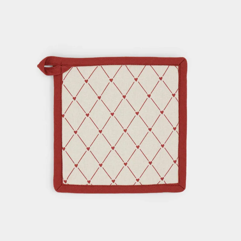 Прихватка, 20х20 см, хлопок, квадратная, бежевая, Ромбы, Heart kitchen