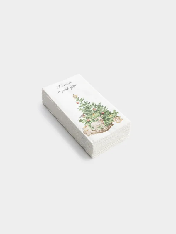 Салфетки бумажные, 33х33 см, 20 шт, Елка с подарками, Holiday tree, image-1