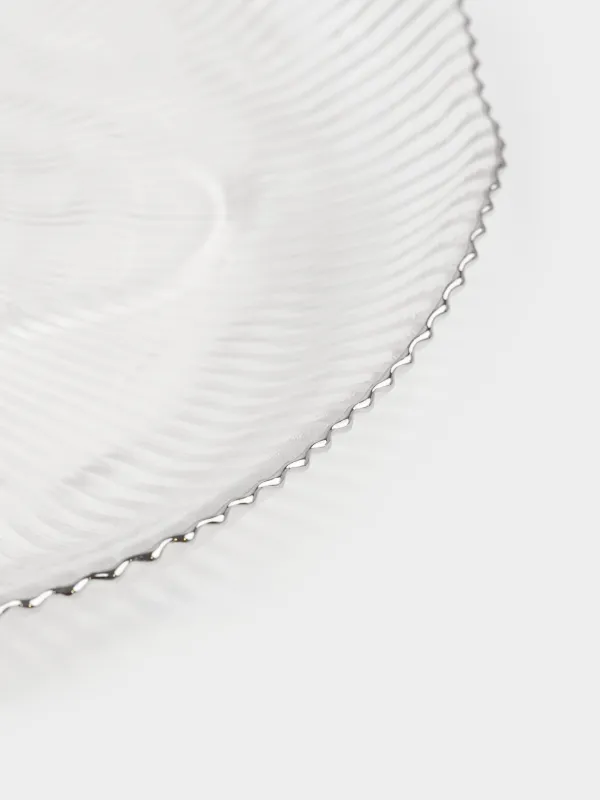 Блюдо, 30х3 см, стекло Р, с серебристым кантом, Argos silver, image-2