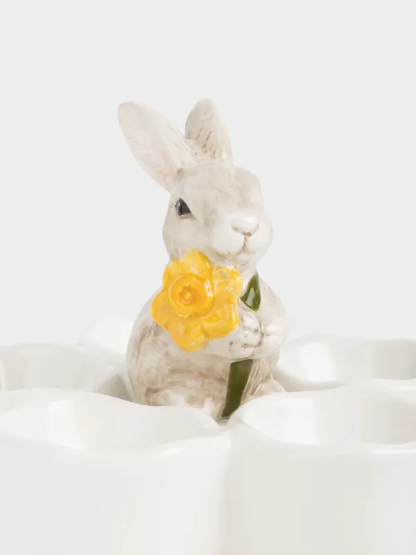 Блюдо пасхальное, 14х11 см, Кролик с цветком, Rabbit in narcis, image-3