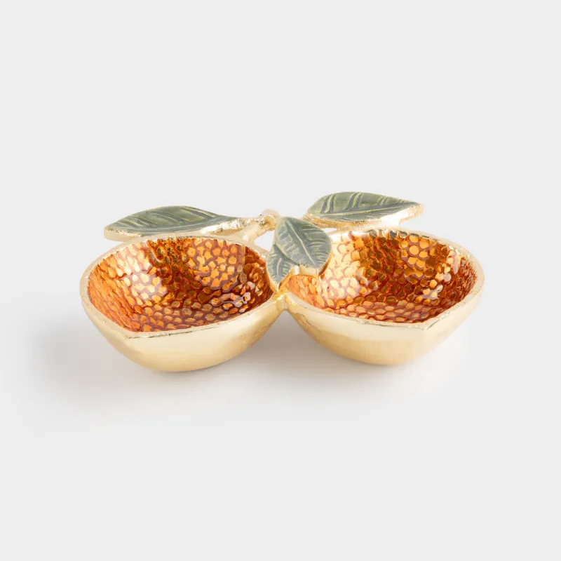 Менажница, 20x21 см, 2 отд, металл, оранжево-золотистая, Апельсины на ветке, Fantastic R