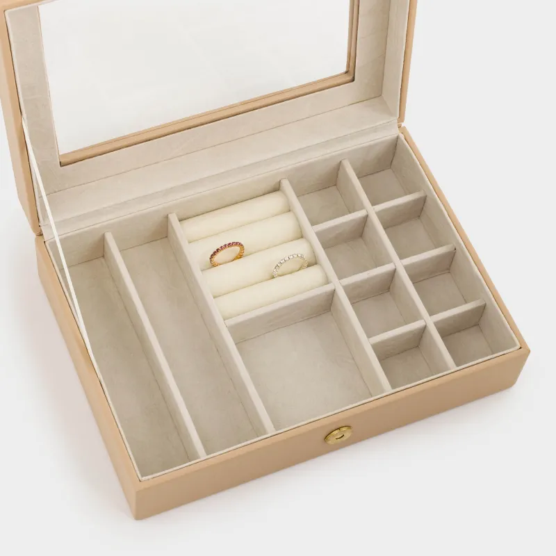 Шкатулка для украшений, 20х15 см, искусственная кожа/МДФ, бежевая, Premiere one, image-5