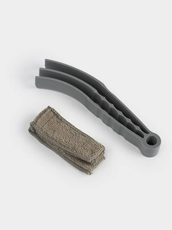 Щетка для чистки жалюзи и радиаторных батарей, 21х6 см, микрофибра/пластик, серая, Clean, image-3