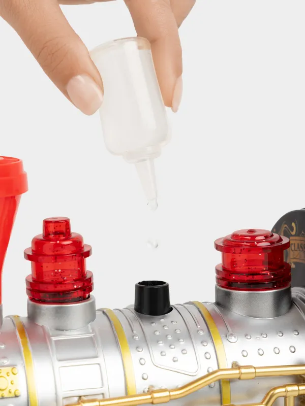 Игрушка, 28х16 см, музыкальная, с подсветкой, пластик, серебристо-черная, Поезд, Game rail, image-7