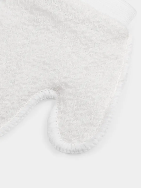 Мочалка-варежка для мытья тела, 21х17 см, отшелушивающая, полиэстер/нейлон, белая, Unique spa, image-5