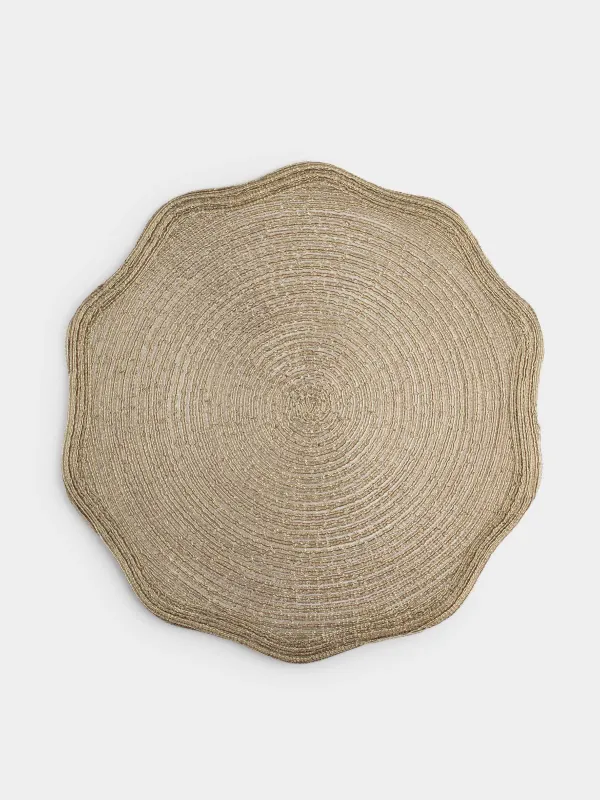 Салфетка под приборы, 38 см, полиэстер, фигурная, золотистая, Rotary shine, image-0