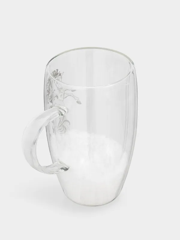 Кружка, 450 мл, стекло Б, с блестками и со снегом внутри, Лошади, Air decor, image-2