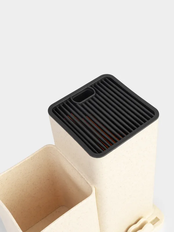 Подставка для ножей и кухонных принадлежностей, 23 см, 2 отд, пластик, молочная, Speck-light, image-4