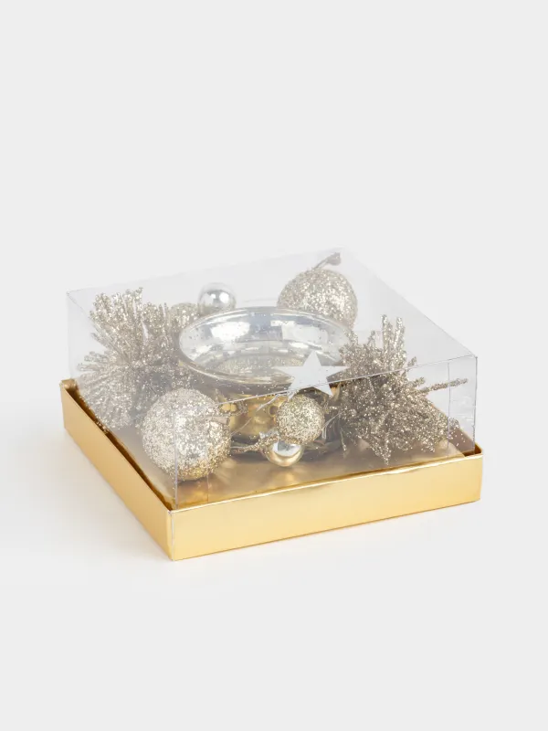 Подсвечник, 11x5 см, для чайной свечи, со свечой, шампань, Яблоки, Apple garden, image-4