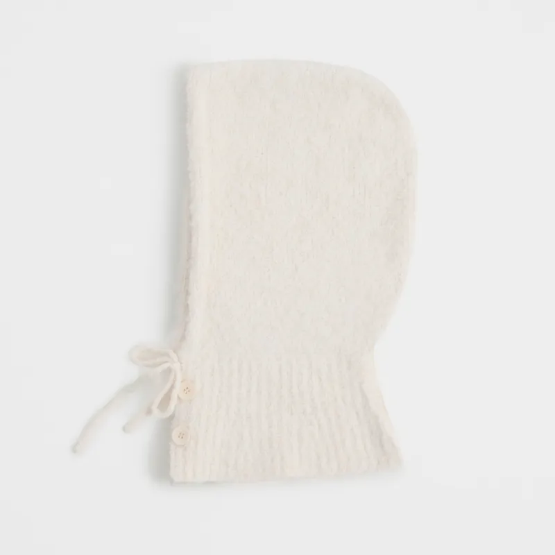 Капор женский, единый размер, на пуговицах, полиэстер/нейлон/шерсть, молочный, Kapor