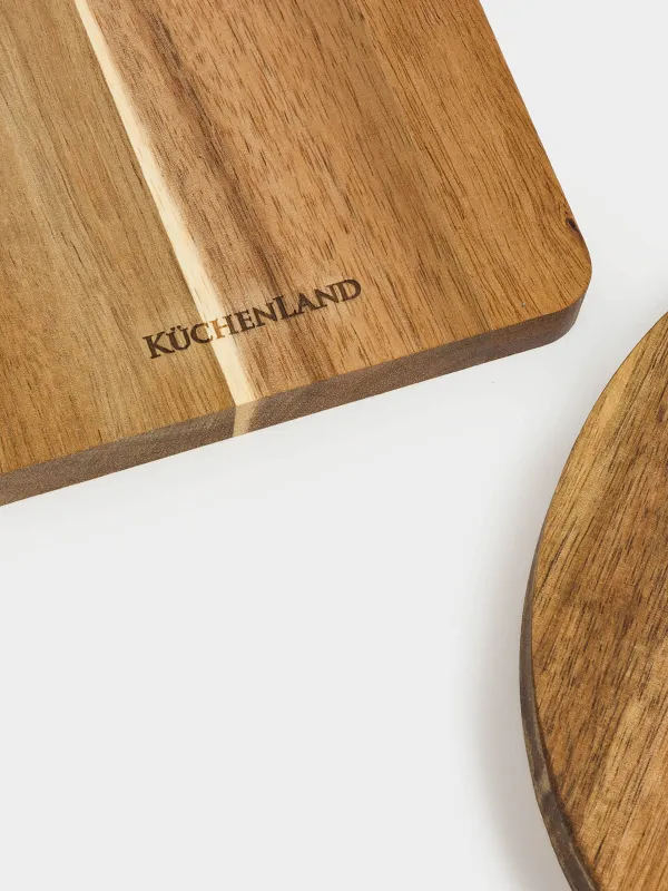 Набор досок разделочных, 2 шт, на подставке, дерево/сталь, прямоугольная/круглая, Noble tree , image-7