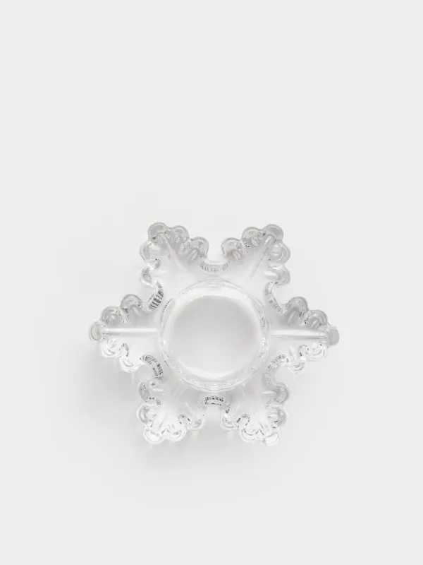 Подсвечник, 11x4 см, для чайной свечи, стекло, Снежинка, Snowfall, image-0