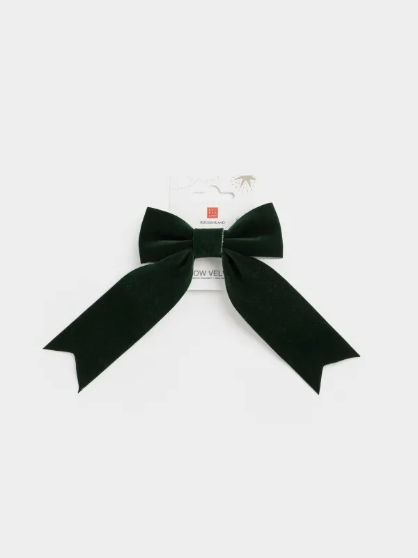 Украшение декоративное, 15 см, на клипсе, полиэстер, зеленое, Бант, Bow velvet, image-4