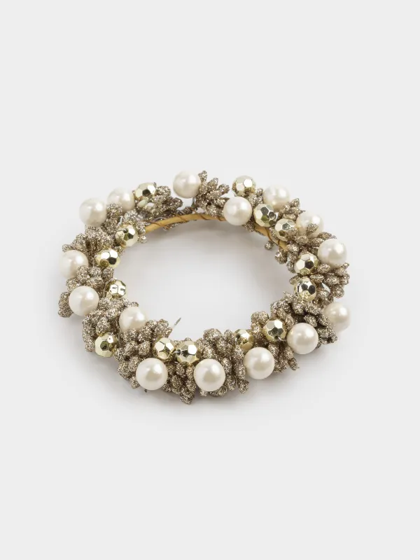 Венок для свечи, 6/10 см, полиэтилен/пластик, шампань, Шары, Bronze decor, image-1