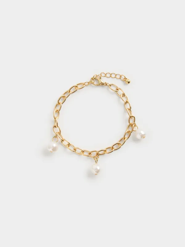 Браслет, 18/20 см, 3 шт, пластик/металл, микс, Смайлы и жемчуг, Pearl color, image-3