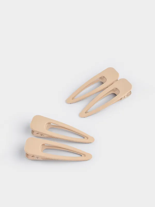 Заколка для волос, 8 см, 4 шт, металл, бежевая, Basic, image-1