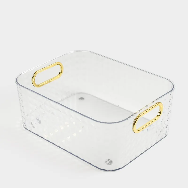 Ящик-органайзер, 27х21х10 см, хозяйственный, с золотистыми ручками, пластик, Kandy, image-3