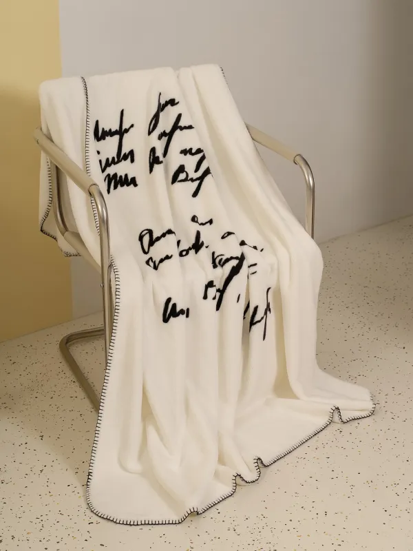 Плед, 140х190 см, фланель, молочный, Черный кант, Flannel, image-1