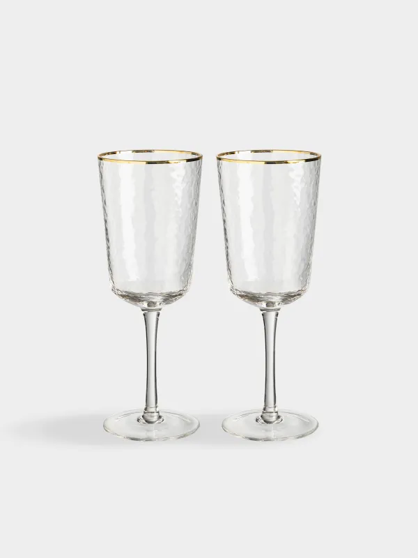 Бокал для вина, 2 шт, с золотистым кантом, Ripply gold, image-0