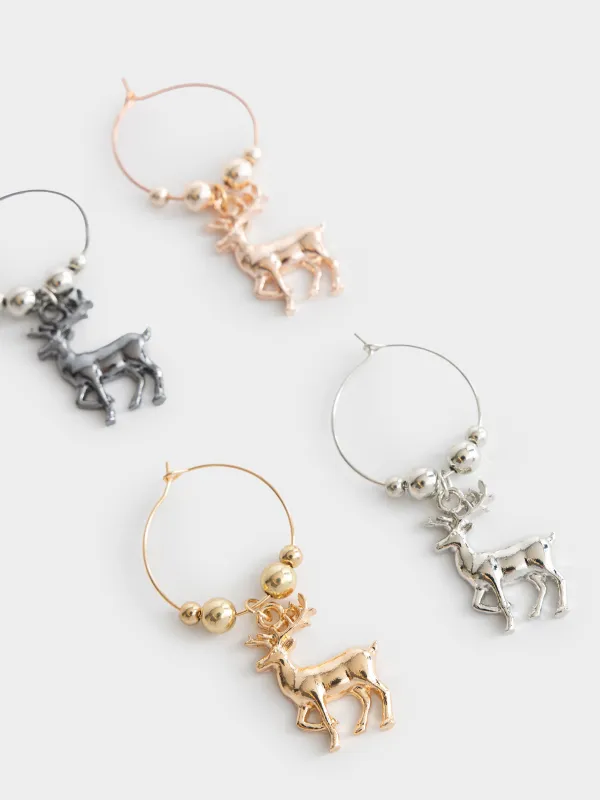 Подвеска для бокала, 4 шт, Олень, Deer gold, image-1