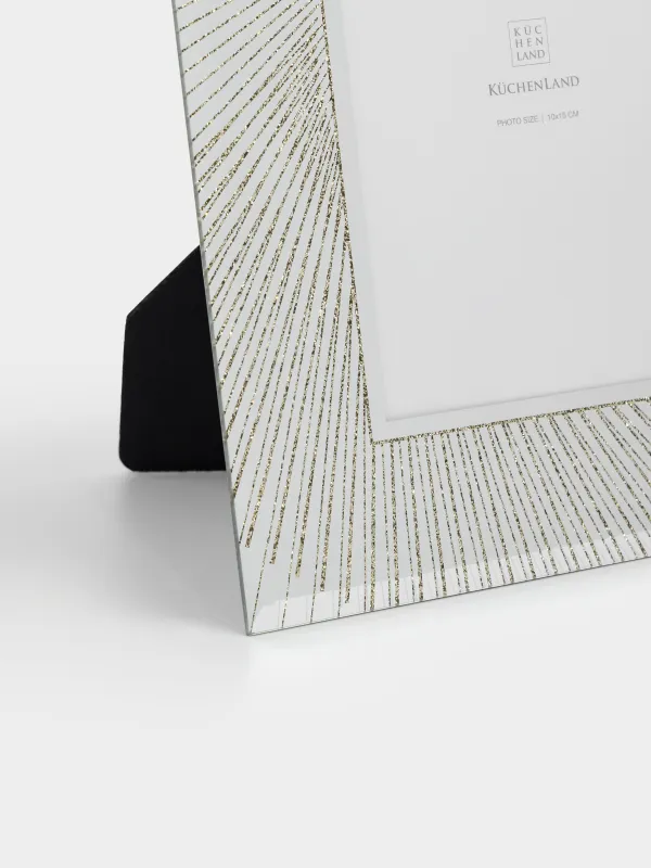 Фоторамка, 17х23 см, стекло, золотистая, Золотистые линии, Actress, image-1
