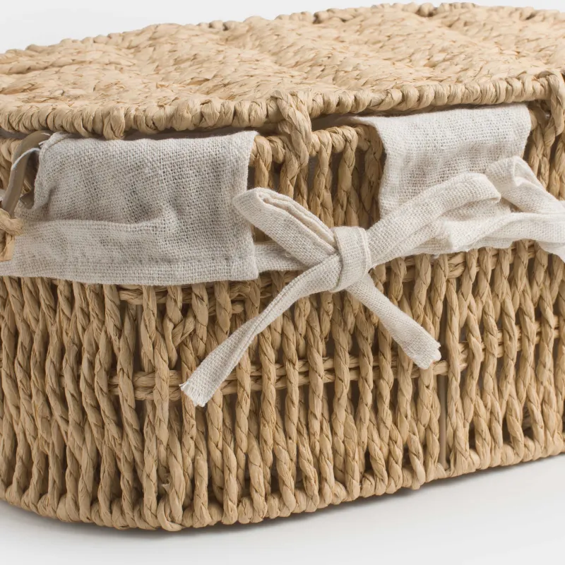 Корзина для хранения, 27x17x13 см, плетеная, с ручками, с крышкой, целлюлоза, овальная, Braided, image-4