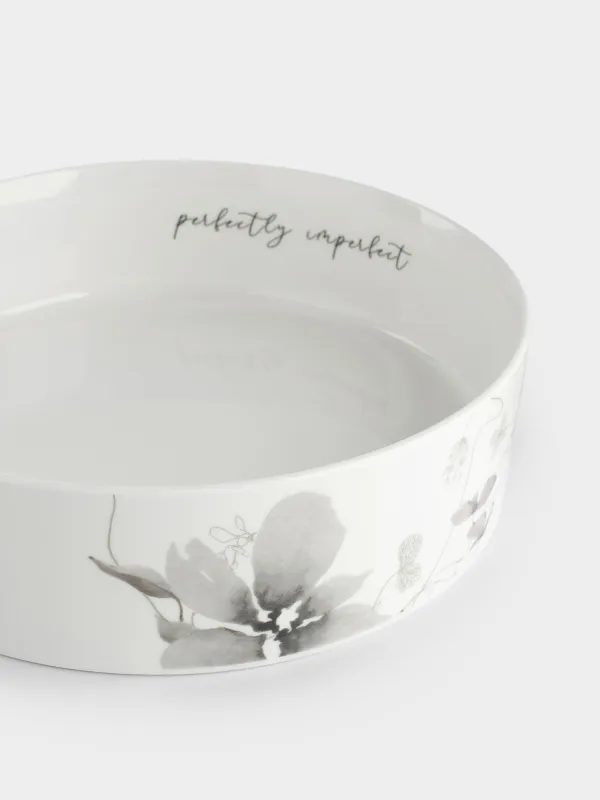 Блюдо, 23х6 см, с бортами, фарфор N, Серые цветы, Watercolor, image-5