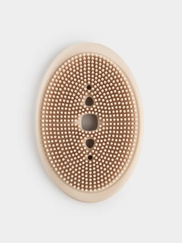 Мыльница-щетка для уборки, 12х8 см, силикон, овальная, бежево-розовая, Manny, image-2